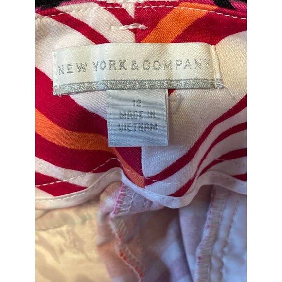 New York & Company Pink Striped Flat Front Shorts Sz 12 - Picture 4 of 7